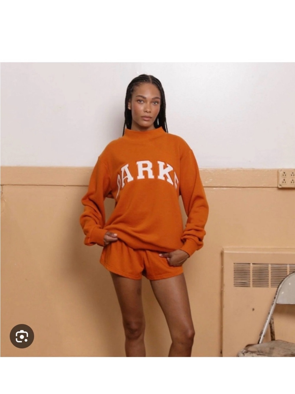 PARKE Back To School Varsity Mockneck Sweatshirt in Amber L/XL new in bag